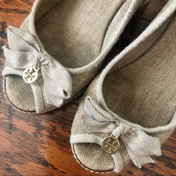 Tory Burch Jackie Peep Toe Espadrille Wedges US8 - Picture 3 of 10